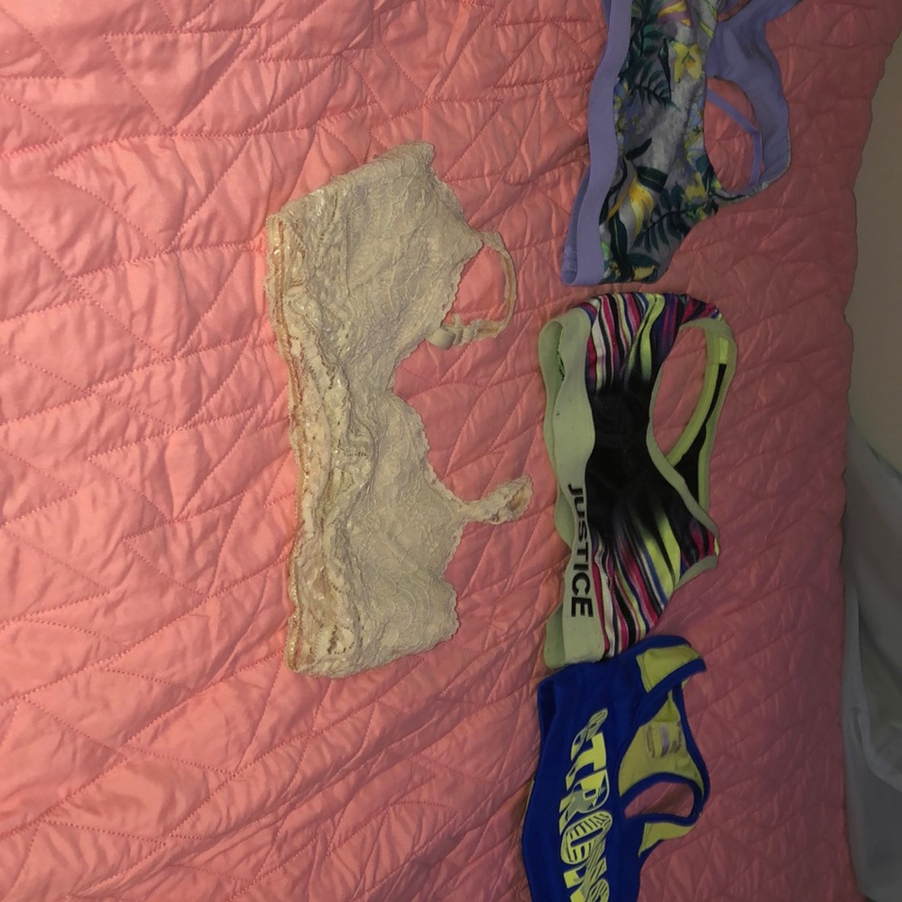 A pack of four non padded bras for all places